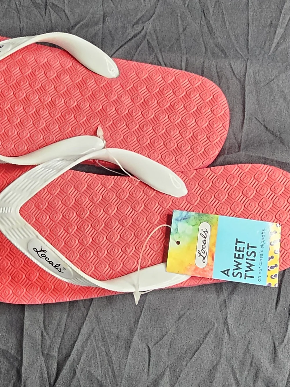 Locals Red Flip Flop Sandals with White Straps